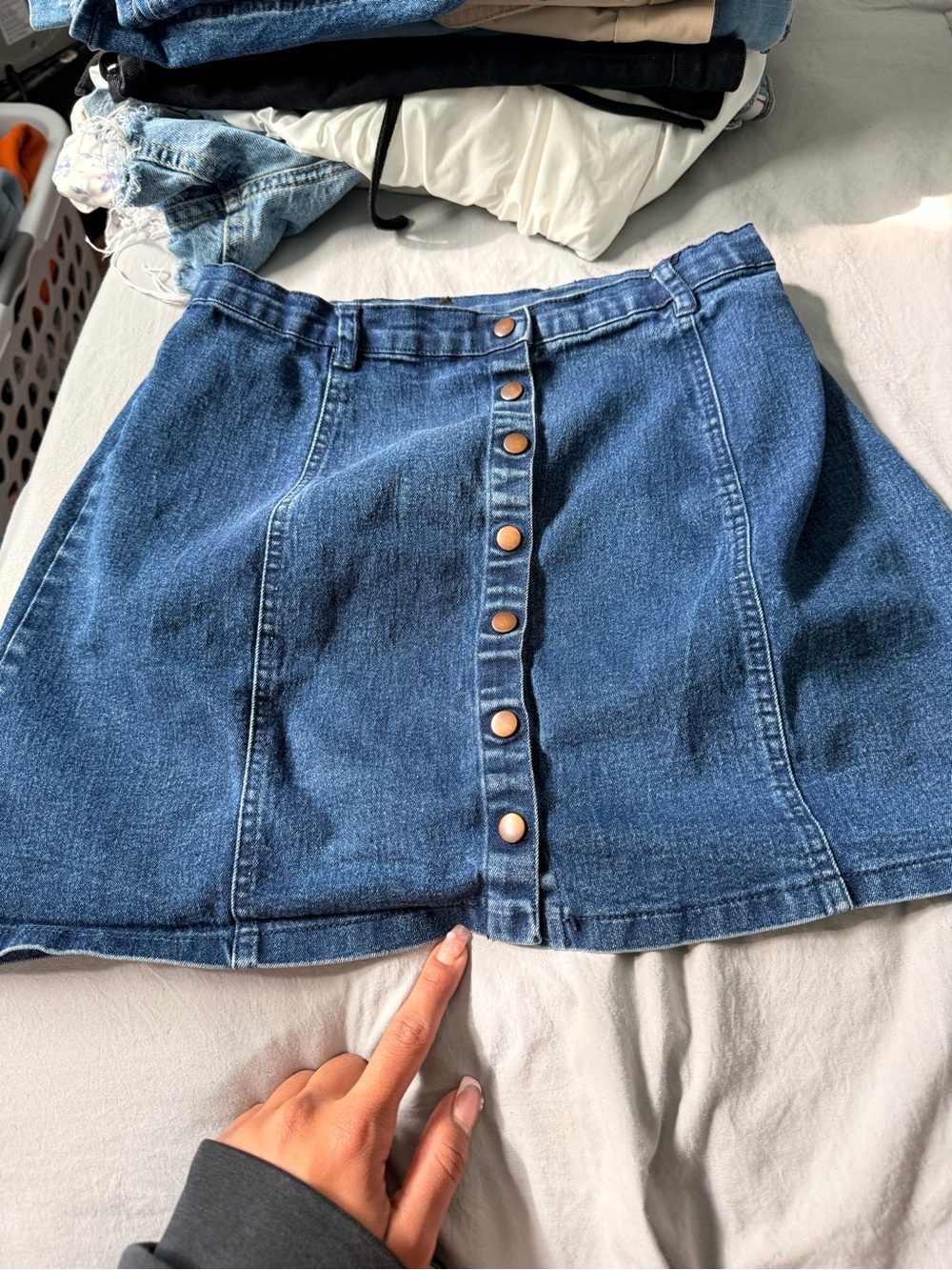 Forever 21 Blue Button-Front Denim Mini Skirt